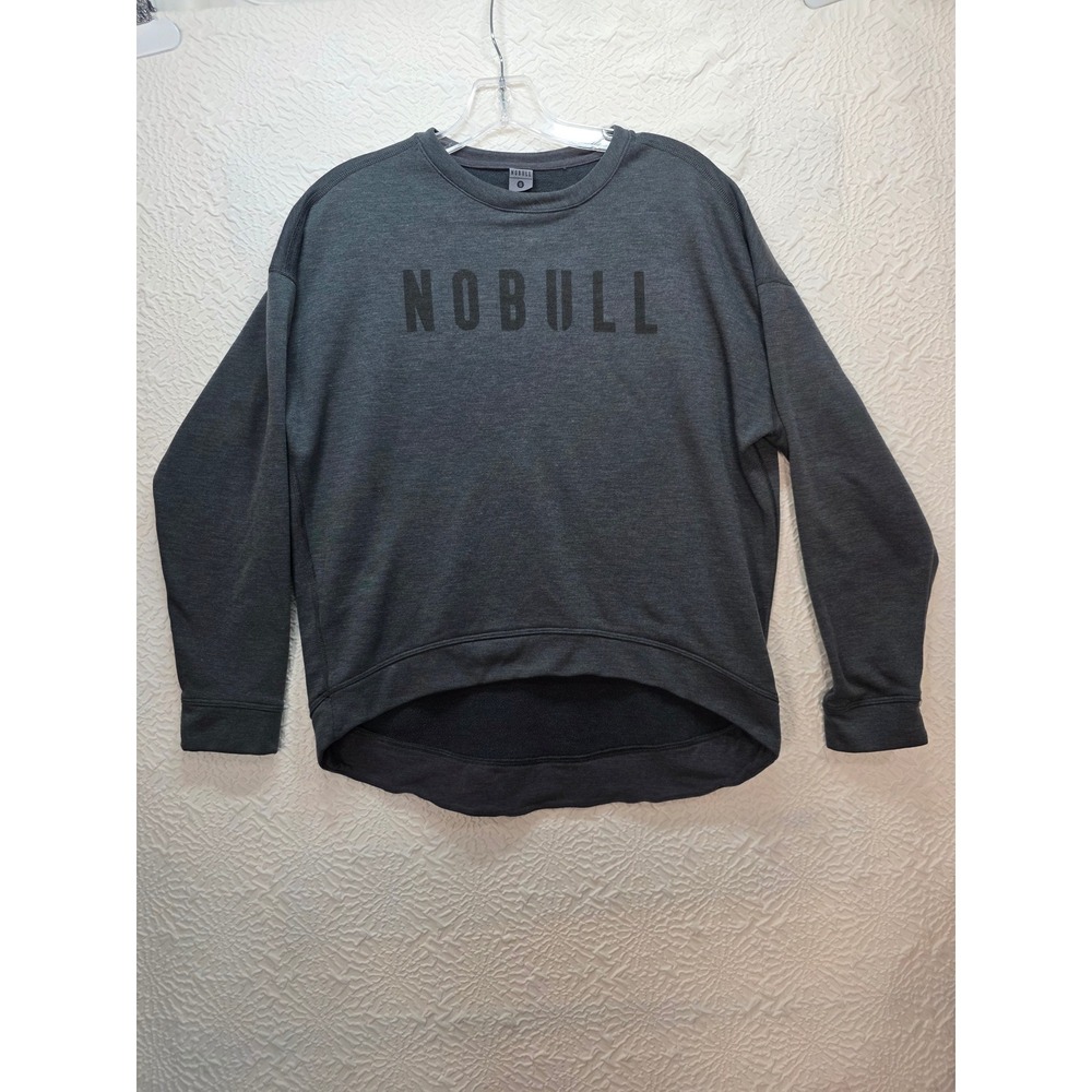 NOBULL Sweatshirt Women S Dark Gray Excellent High Low Crewneck Spellout Logo